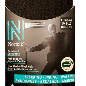 Norfolk Trekking Hiking Walking Merino Wool Blend Black Socks - NWT